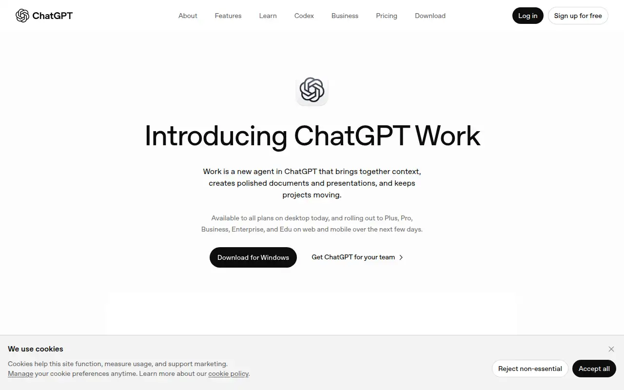 ChatGPT Work ekran görüntüsü