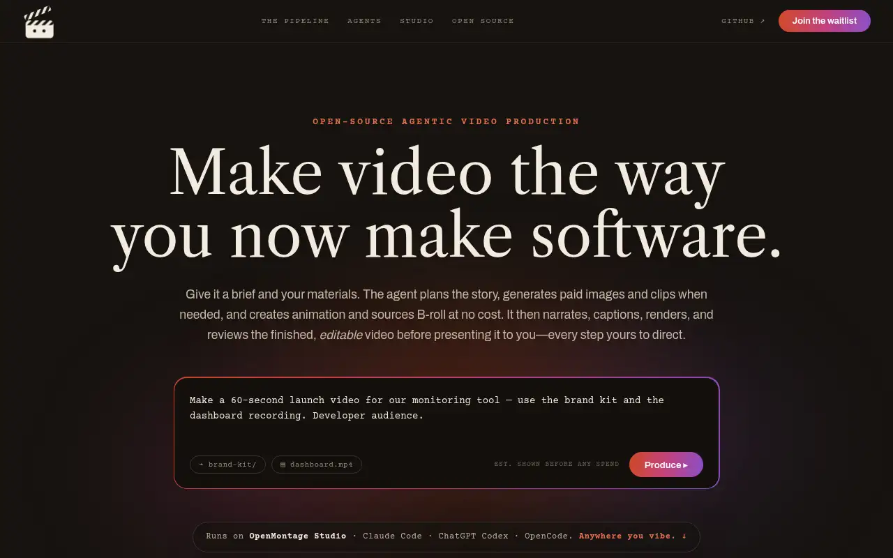 OpenMontage ekran görüntüsü